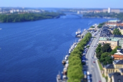 Panoramic view of Stockholm, Sweden. Tilt-shift effect applied