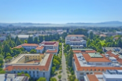 Aerial view of Berkeley University Campus and San Francisco Bay, USA