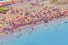 Aerial view of a beach in Sorrento Peninsula, Mediterranean Sea, Italy