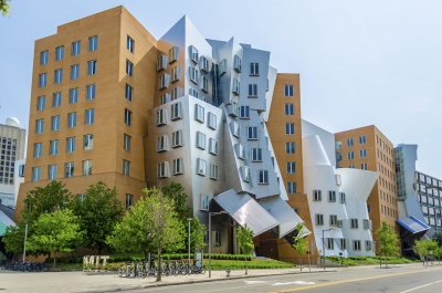 Iconic postmodern architecture of MIT Strata Center, Cambridge, USA