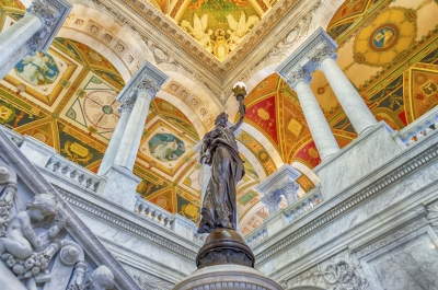Main Hall inside the Library of Congress, Washington DC, USA