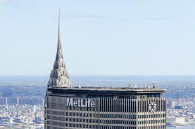 Aerial view of Chrysler and MetLife Buildings, New York, USA