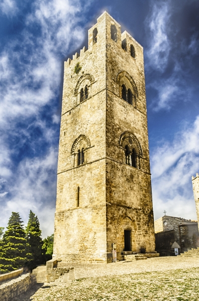 Bell tower of the Cathedral of Erice, Sicily, Italy