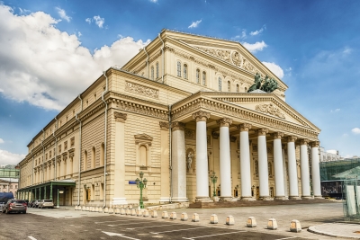 The iconic Bolshoi Theatre, sightseeing and landmark in Moscow, Russia