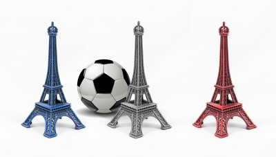 Multicolored Eiffel Tower models
