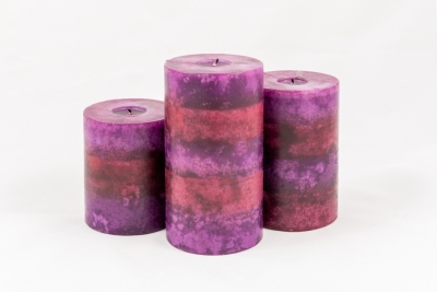 Group of scented purple candles