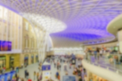 Defocused Background of Kings Cross Station in London. Intentionally blurred post production