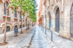 Defocused background of street in Ribera district, Barcelona, Catalonia, Spain