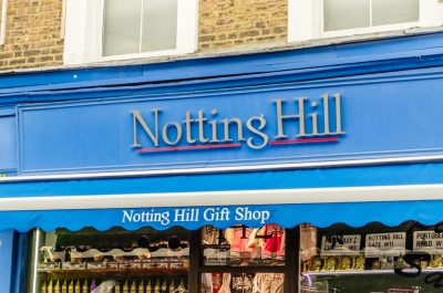 The sign of a gift shop that was the set for Hugh Grant's book shop in the film “Notting Hill”, London