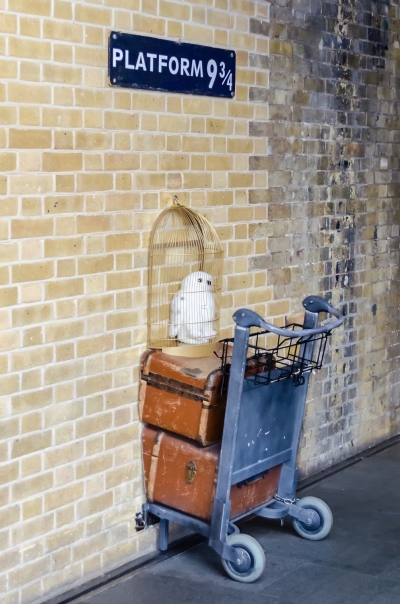 Kings Cross station wall visited by fans of Harry Potter