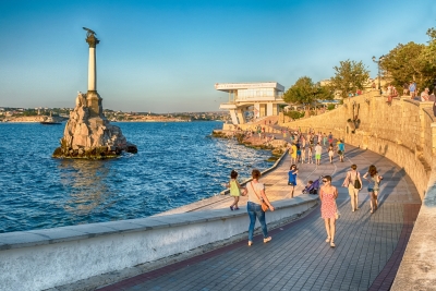 Sunken Ships memorial, iconic monument and landmark in Sevastopol, Crimea