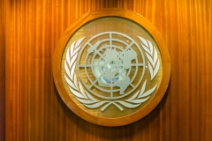 UN logo at the Headquarters of the United Nations