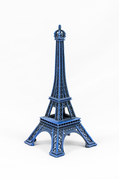 blue miniature model of the Eiffel Tower