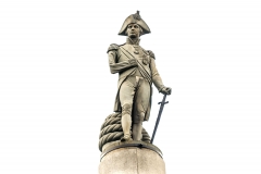 Nelson statue atop column at Trafalgar Square, London, UK