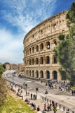 View over the Flavian Amphitheatre, aka Colosseum in Rome, Italy