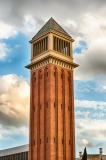 One of the Venetian Towers, landmarks in Barcelona, Catalonia, Spain
