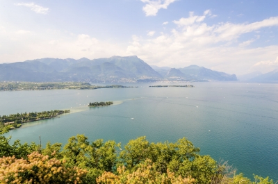Aerial view from the Manerba Rock on Lake Garda, Italy
