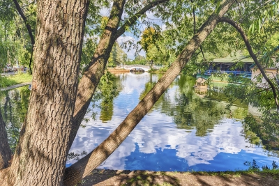Idillic lake inside Gorky Park, Moscow, Russia