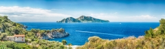 Panoramic aerial view with the Island of Capri, Italy