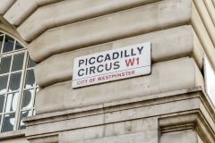 Piccadilly Circus street sign, London, UK