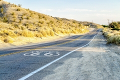 Historic Route 66 with pavement sign in California, USA