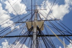 Ship mast of the USS Constitution frigate, Boston, USA