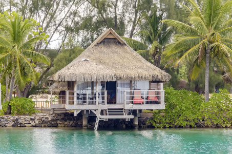 Overwater bungalows in Moorea, French Polynesia