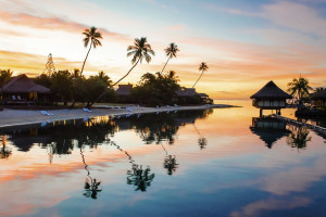 Tropical sunset in Moorea, French Polynesia