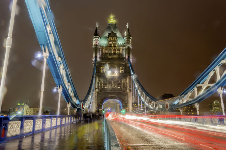 Scenic view of the Tower Bridge at Night, London, UK
