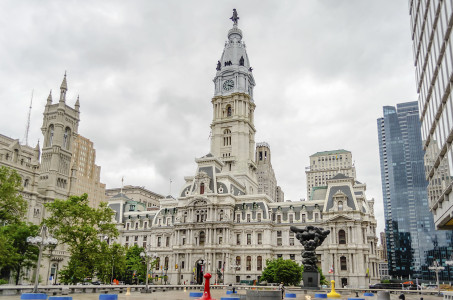 Philadelphia City Hall building, seat of government for the city of Philadelphia, Pennsylvania, USA