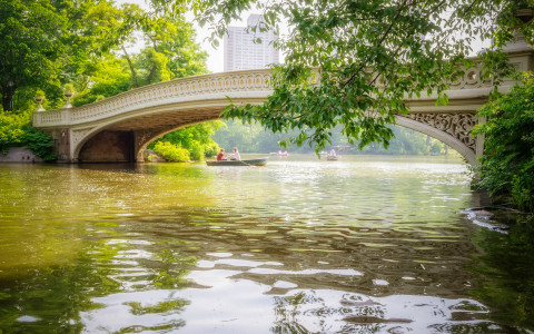 Scenic bridge in Central Park on a sunny day, Manhattan, New York City, USA