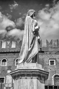 Monument for Dante Alighieri in Piazza dei Signori in Verona, Italy