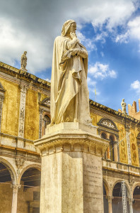 Monument for Dante Alighieri in Piazza dei Signori in Verona, Italy
