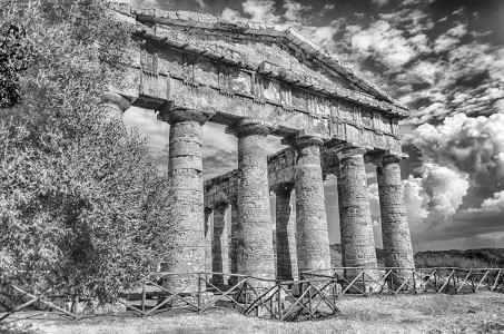 Greek Temple of Segesta, well preserved iconic landmark in Sicily, Italy