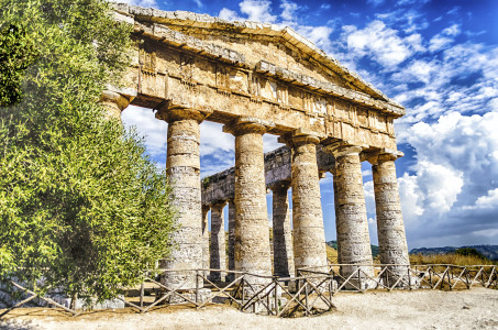 Greek Temple of Segesta, well preserved iconic landmark in Sicily, Italy