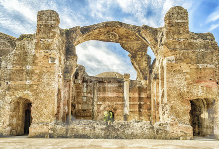 Roman ruins of the Great Baths in Villa Adriana (Hadrian's Villa), Tivoli, Italy