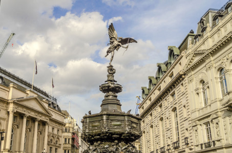 Eros Statue at Piccadilly Circus, iconic landmark in London, UK