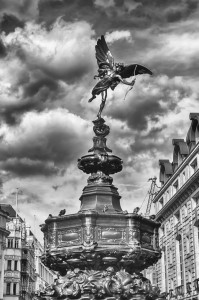 Eros Statue at Piccadilly Circus, iconic landmark in London, UK