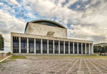 The scenic Palace of Congress in the Eur District, Rome, Italy