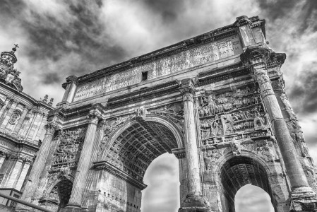 Triumphal Marble Arch of Septimius Severus on the Capitoline Hill, Roman Forum, Rome, Italy