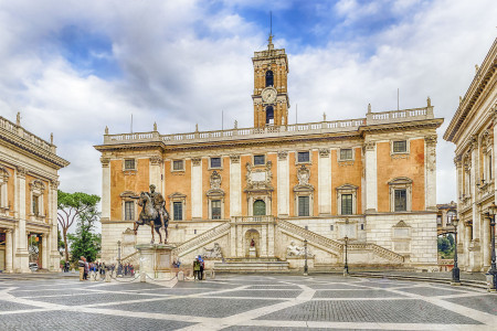 Piazza del Campidoglio on the Capitoline Hill, City Hall of Rome, Italy