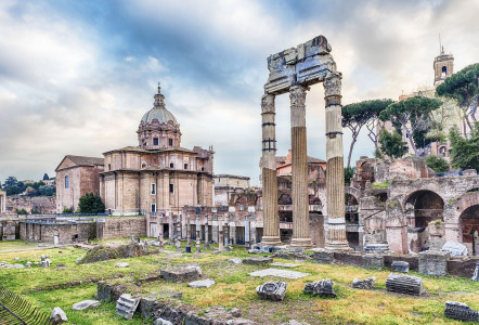 Forum of Caesar, ruins in Via dei Fori Imperiali, Rome, Italy