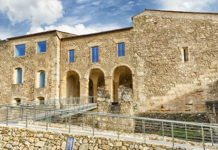 Main entrance of the Swabian or Hohenstaufen Castle in the old town of Cosenza, Italy