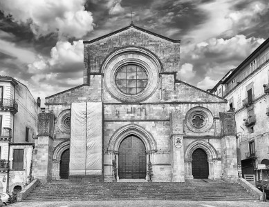 Scenic facade of the ancient Cosenza's Cathedral, Italy. UNESCO World Heritage Site