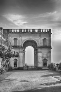 Triumphal Arch inside the iconic Villa d'Este, Tivoli, Italy
