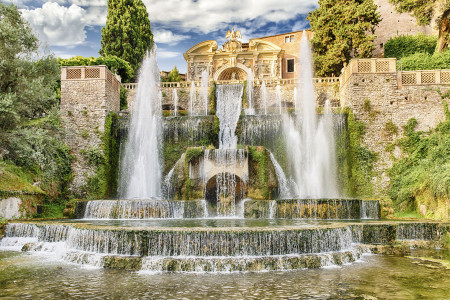 The Fountain of Neptune, iconic landmark in Villa d'Este, Tivoli, Italy