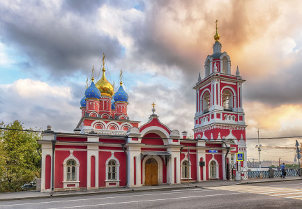 The scenic orthodox Church of St. George, iconic landmark in central Moscow, Russia