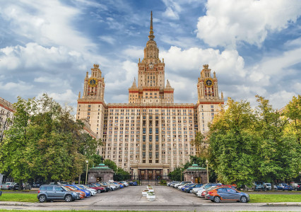 Lomonosov State University, iconic building and sightseeing in Moscow, Russia