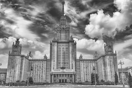 Lomonosov State University, iconic building and sightseeing in Moscow, Russia