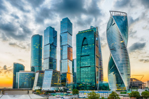 Scenic view of the Moscow City International Business Center, Russia